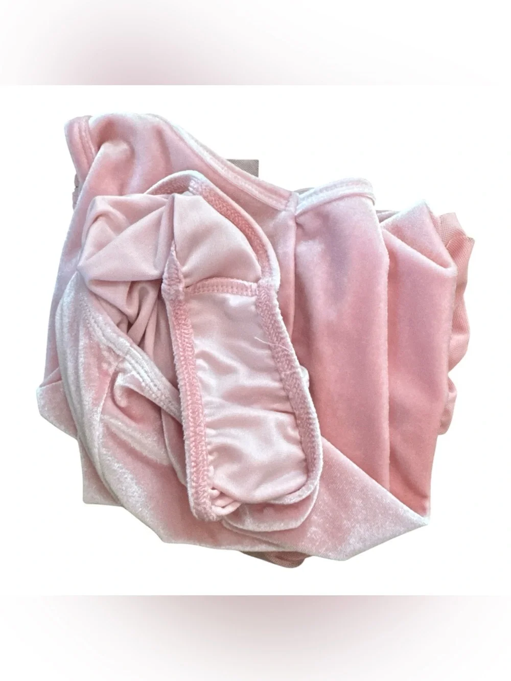 Forever 21 Girls Pink Velvet Velour Ruffle Mesh Sleeve One-Piece Leotard Costume